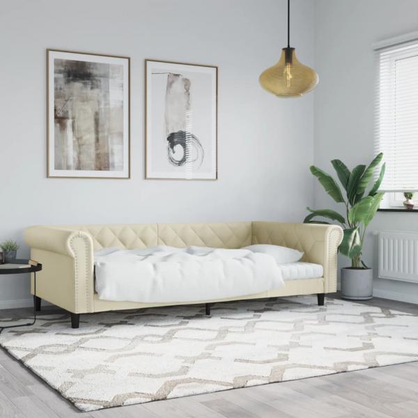 ARDEBO.de - Tagesbett Creme 100x200 cm Kunstleder