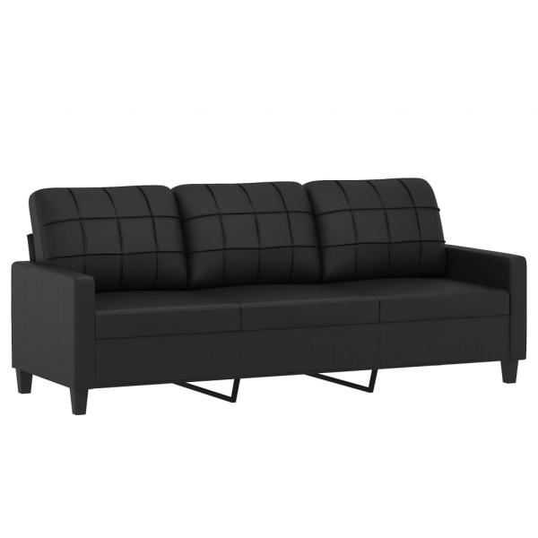 3-Sitzer-Sofa Schwarz 180 cm Kunstleder