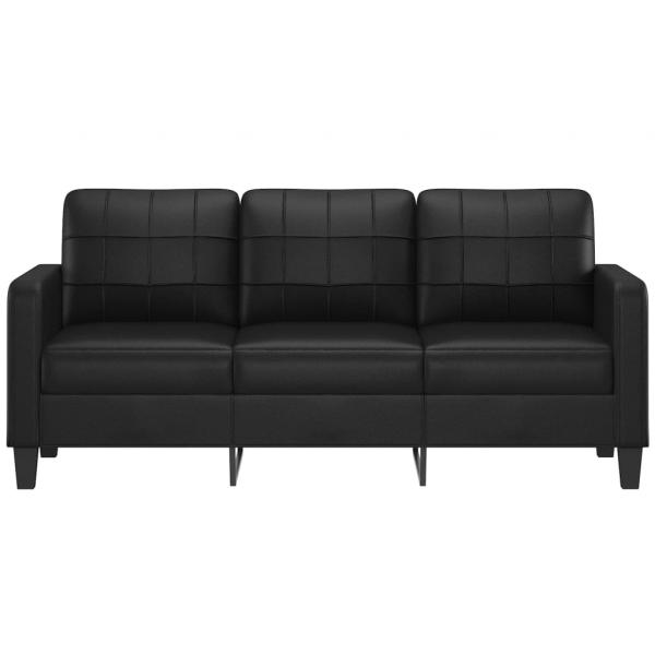 3-Sitzer-Sofa Schwarz 180 cm Kunstleder