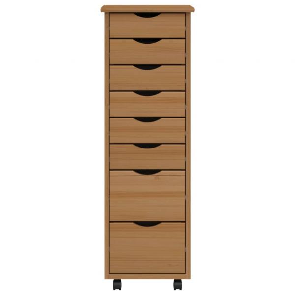 Rollschrank mit Schubladen MOSS Honigbraun Massivholz Kiefer