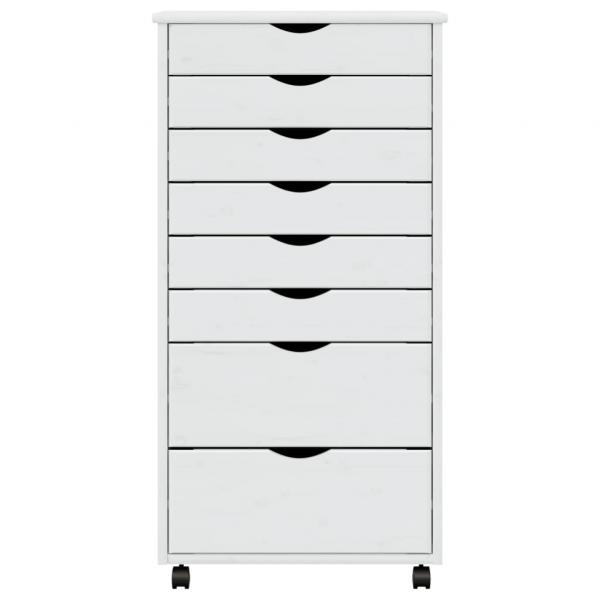 Rollschrank mit Schubladen MOSS Weiß Massivholz Kiefer