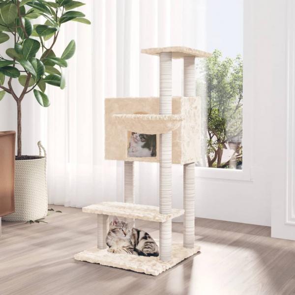 ARDEBO.de - Kratzbaum mit Sisal-Kratzsäulen Creme 108,5 cm