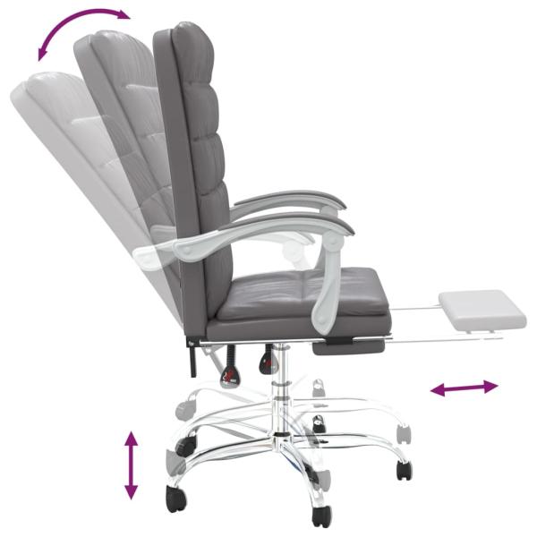 Bürostuhl mit Liegefunktion Grau Kunstleder