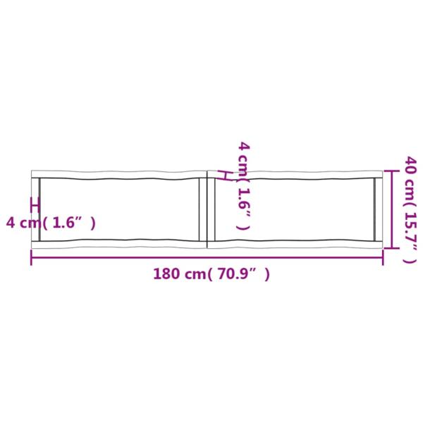 Tischplatte 180x40x(2-4) cm Massivholz Behandelt Baumkante