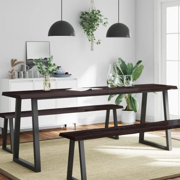 ARDEBO.de - Tischplatte 200x40x(2-6) cm Massivholz Behandelt Baumkante