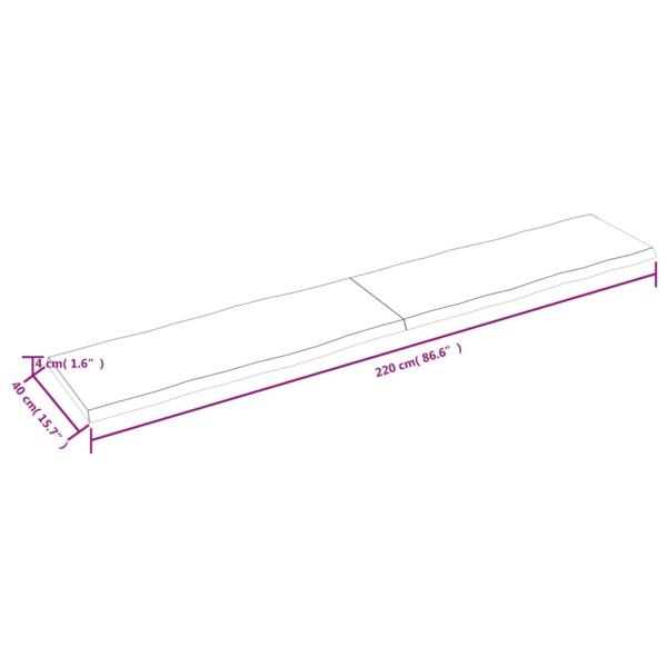 Tischplatte 220x40x(2-4) cm Massivholz Behandelt Baumkante