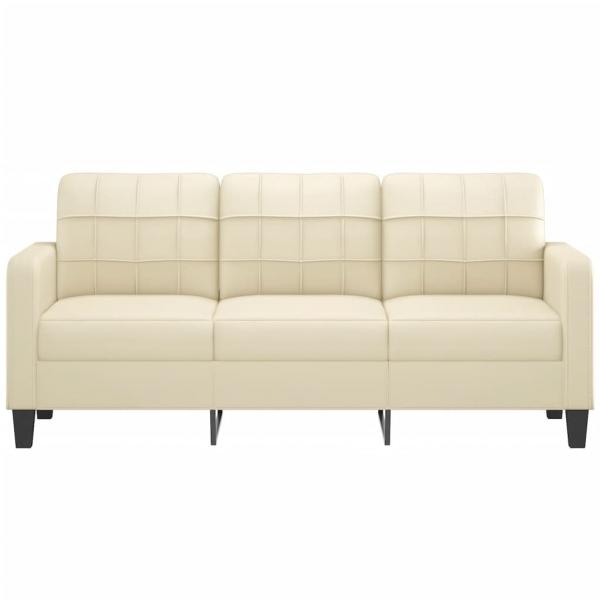 3-Sitzer-Sofa Creme 180 cm Kunstleder