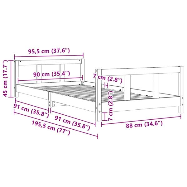 Kinderbett Weiß 90x190 cm Massivholz Kiefer