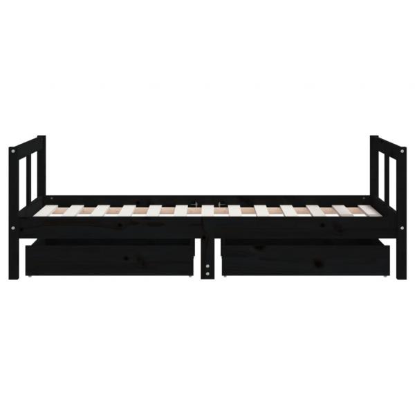 Kinderbett mit Schubladen Schwarz 80x160 cm Massivholz Kiefer
