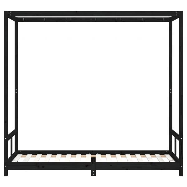 Kinderbett Schwarz 80x200 cm Massivholz Kiefer
