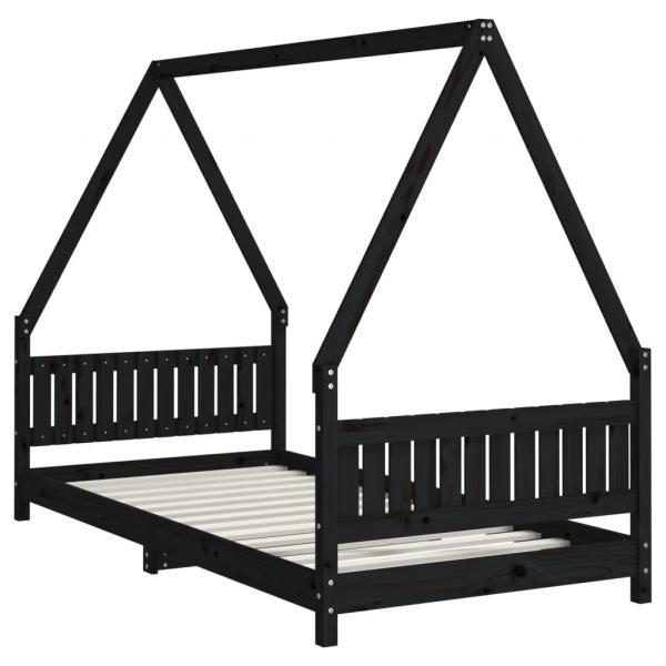 ARDEBO.de - Kinderbett Schwarz 90x190 cm Massivholz Kiefer