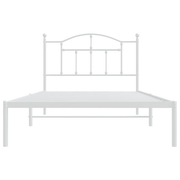 Bettgestell mit Kopfteil Metall Weiß 107x203 cm
