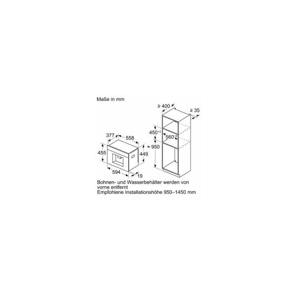 Bosch CTL7181B0 Serie 8 Einbau-Kaffeevollautomat, 19,0 bar, Aroma Select, Home Connect, Slide-and-Touch-Display, 2,4L, schwarz