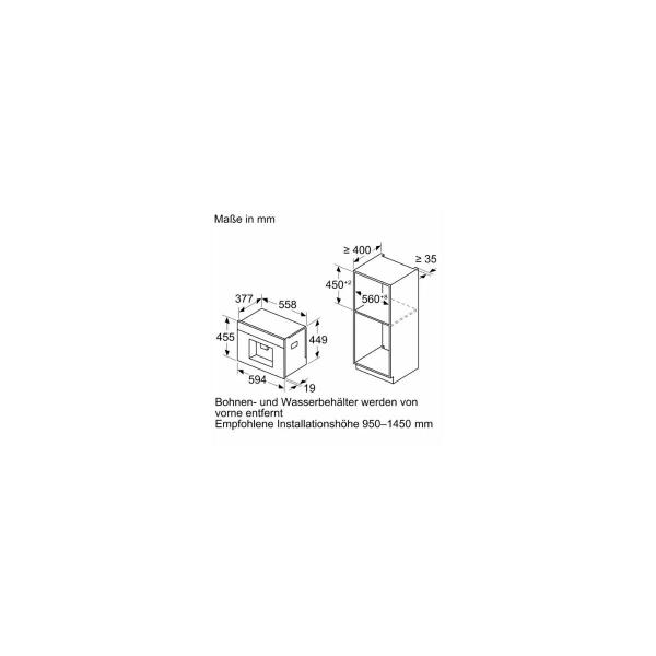 Bosch CTL7181B0 Serie 8 Einbau-Kaffeevollautomat, 19,0 bar, Aroma Select, Home Connect, Slide-and-Touch-Display, 2,4L, schwarz