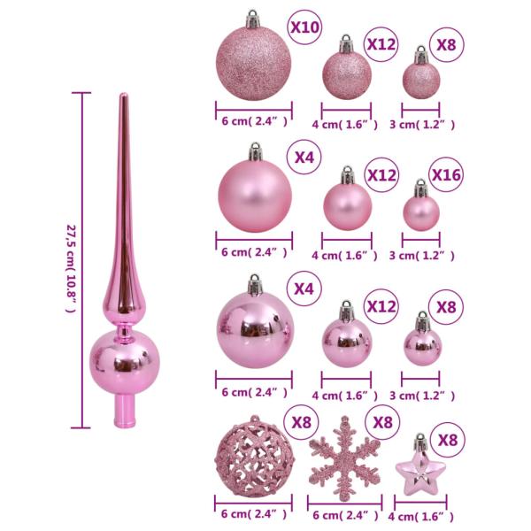 111-tlg. Weihnachtskugel-Set Rosa Polystyrol