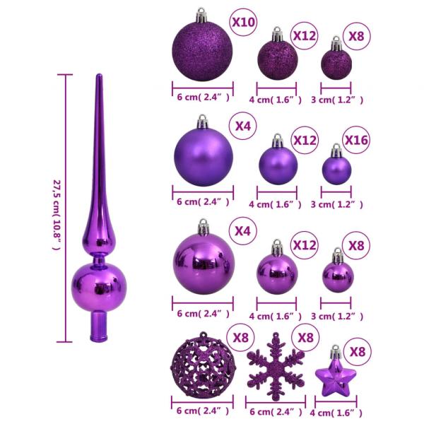 111-tlg. Weihnachtskugel-Set Lila Polystyrol