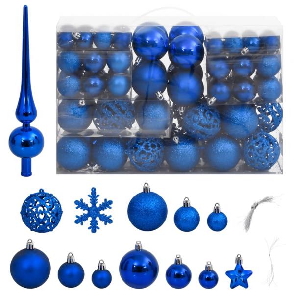 ARDEBO.de - 111-tlg. Weihnachtskugel-Set Blau Polystyrol