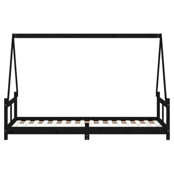 Kinderbett Schwarz 80x200 cm Massivholz Kiefer