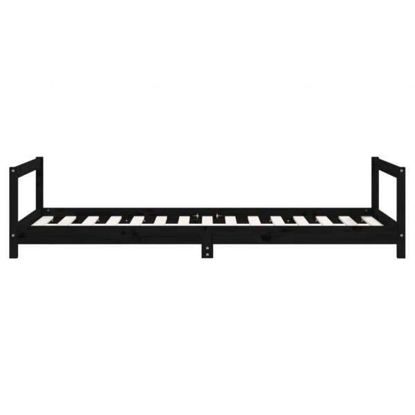 Kinderbett Schwarz 90x190 cm Massivholz Kiefer