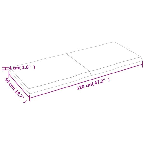 Tischplatte 120x50x(2-4) cm Massivholz Behandelt Baumkante