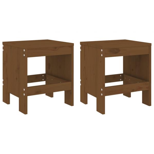Gartenhocker 2 Stk. Honigbraun 40x36x45 cm Massivholz Kiefer