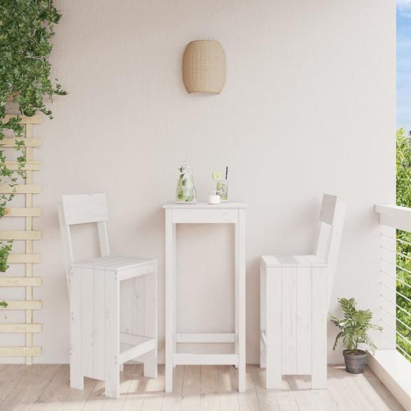 ARDEBO.de - Barhocker 2 Stk. Weiß 40x48,5x115,5 cm Massivholz Kiefer