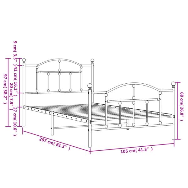 Bettgestell mit Kopf- und Fußteil Metall Schwarz 100x200 cm