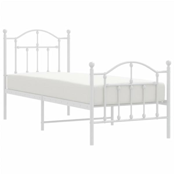 Bettgestell mit Kopf- und Fußteil Metall Weiß 75x190 cm