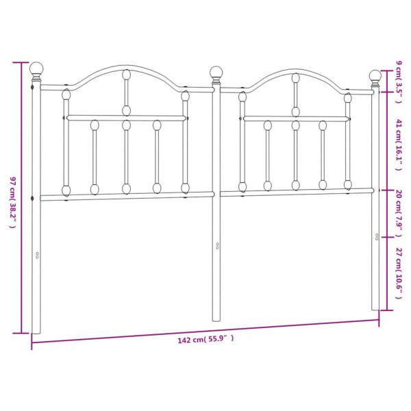 Kopfteil Metall Schwarz 135 cm
