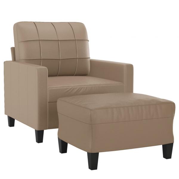 Sessel mit Hocker Cappuccino-Braun 60 cm Kunstleder