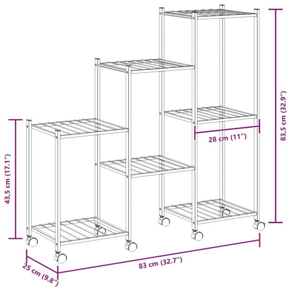 Blumenständer mit Rollen 83x25x83,5 cm Schwarz Eisen