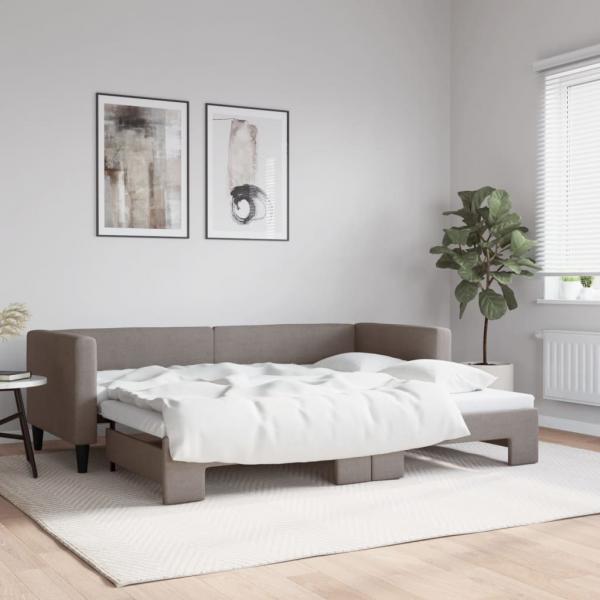 ARDEBO.de - Tagesbett Ausziehbar Taupe 80x200 cm Stoff
