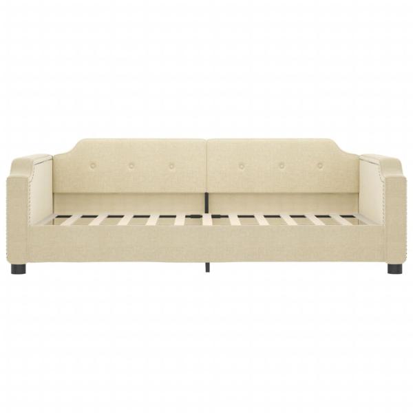 Tagesbett Ausziehbar Creme 90x200 cm Stoff