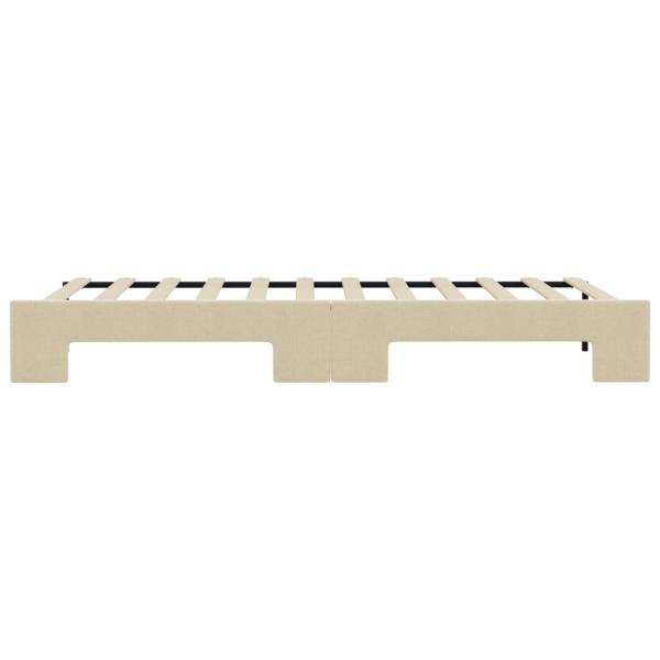 Tagesbett Ausziehbar Creme 90x200 cm Stoff