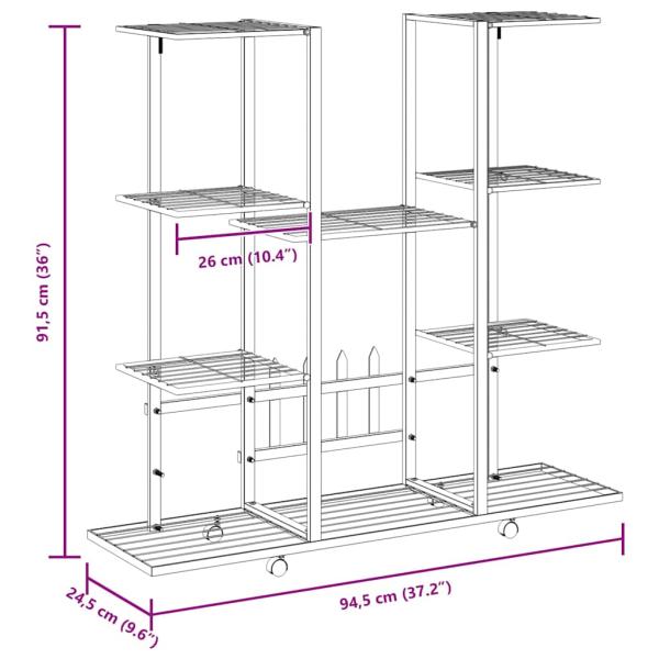 Blumenständer mit Rollen 94,5x24,5x91,5 cm Weiß Eisen