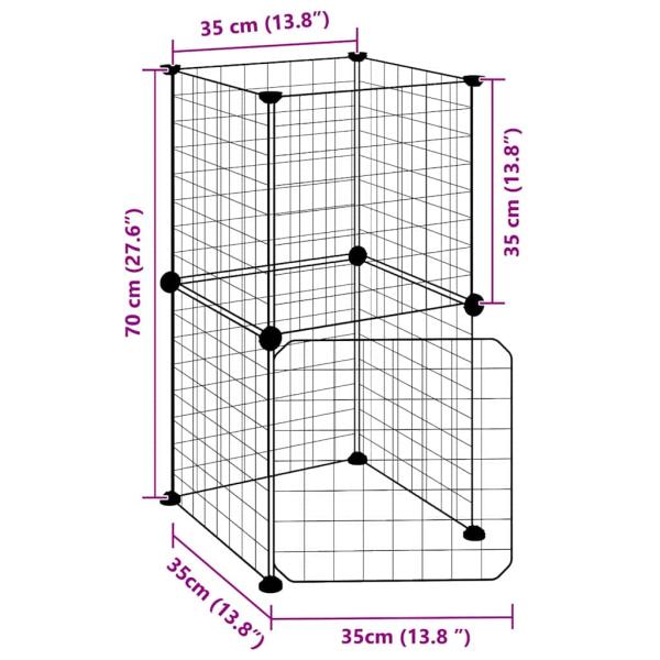 8-tlg. Haustierkäfig mit Tür Schwarz 35x35 cm Stahl