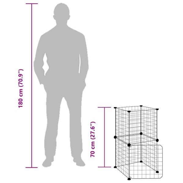 8-tlg. Haustierkäfig mit Tür Schwarz 35x35 cm Stahl