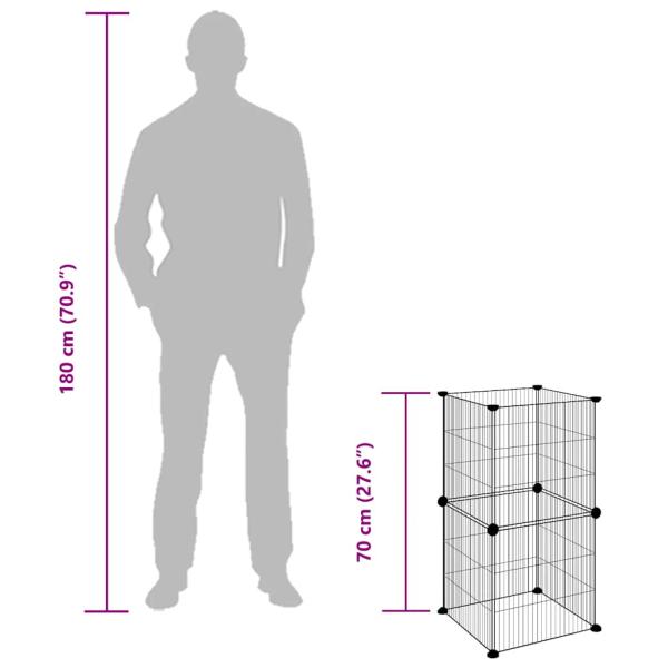 8-tlg. Haustierkäfig Schwarz 35x35 cm Stahl