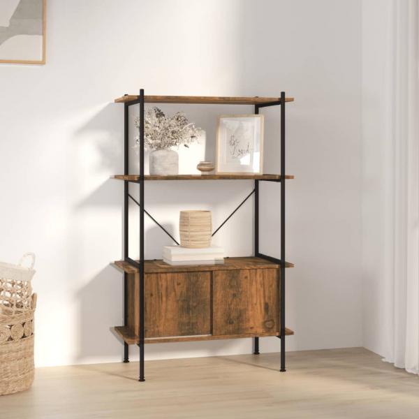ARDEBO.de - Regal mit 4 Böden und Schrank 80x40x130 cm Stahl Holzwerkstoff