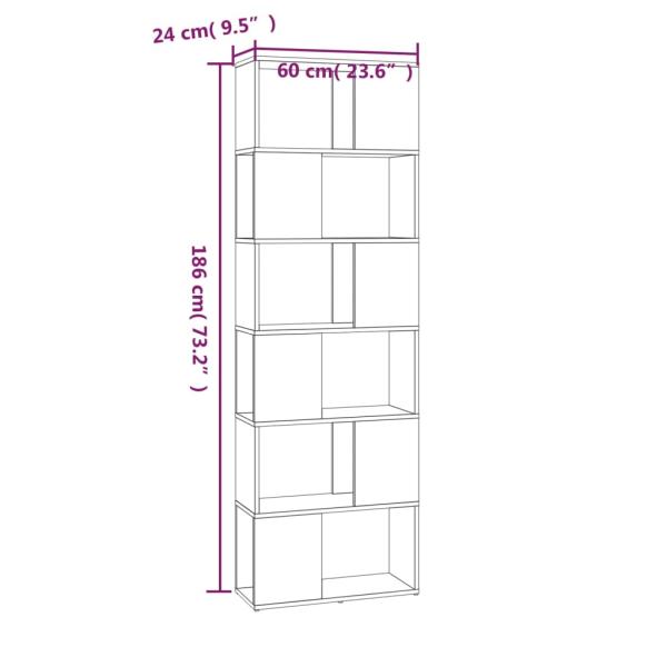 Bücherregal/Raumteiler Grau Sonoma 60x24x186 cm