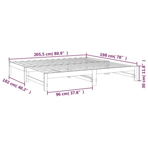 Tagesbett Ausziehbar Schwarz 2x(100x200) cm Massivholz Kiefer