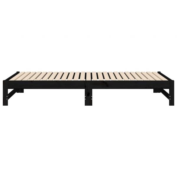 Tagesbett Ausziehbar Schwarz 2x(100x200) cm Massivholz Kiefer