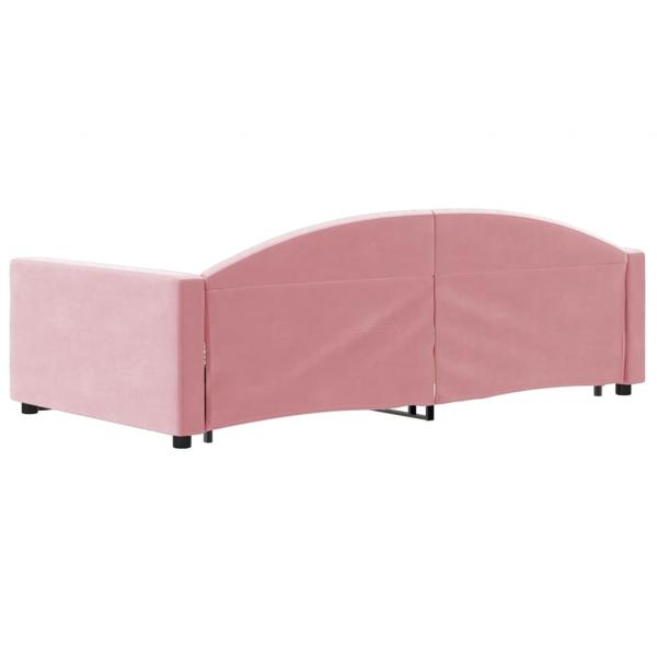 Tagesbett Ausziehbar mit Schubladen Rosa 90x200 cm Samt