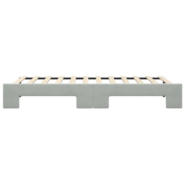 Tagesbett Ausziehbar Hellgrau 90x200 cm Samt