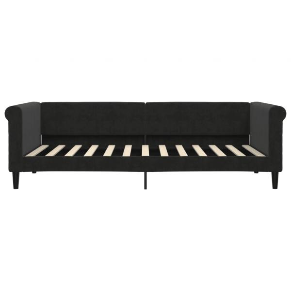 Tagesbett Ausziehbar Schwarz 90x200 cm Samt