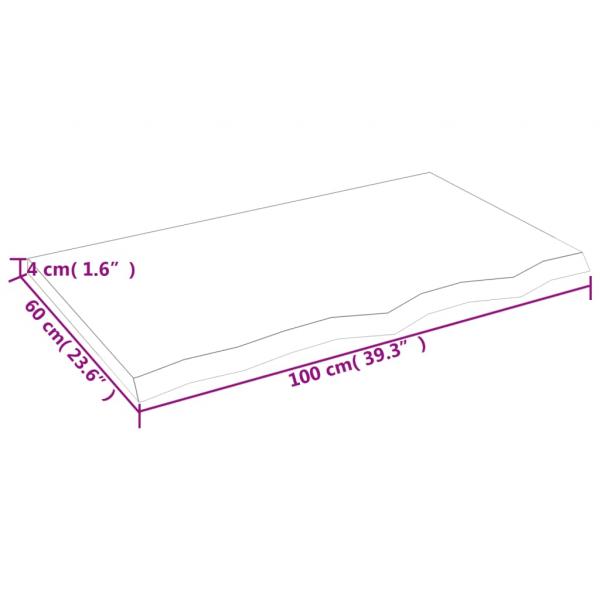 Tischplatte 100x60x(2-4) cm Massivholz Eiche Unbehandelt