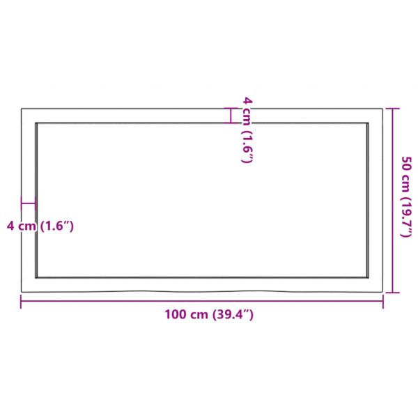 Tischplatte 100x50x(2-6) cm Massivholz Eiche Unbehandelt