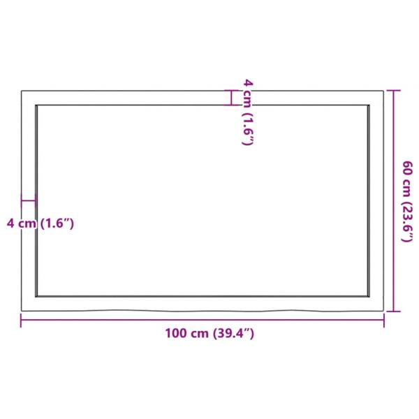 Tischplatte 100x60x(2-6) cm Massivholz Eiche Unbehandelt