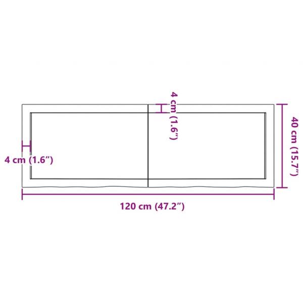 Tischplatte Hellbraun 120x40x(2-6)cm Massivholz Eiche Behandelt