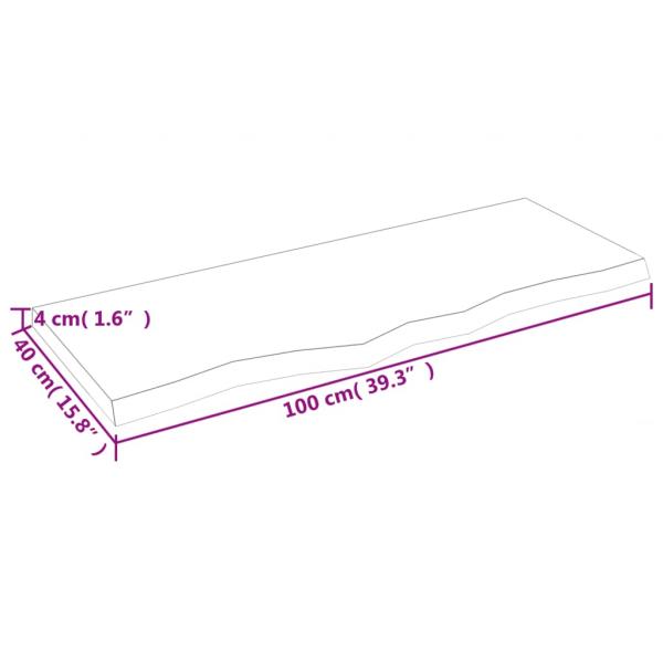 Tischplatte Hellbraun 100x40x(2-4)cm Massivholz Eiche Behandelt